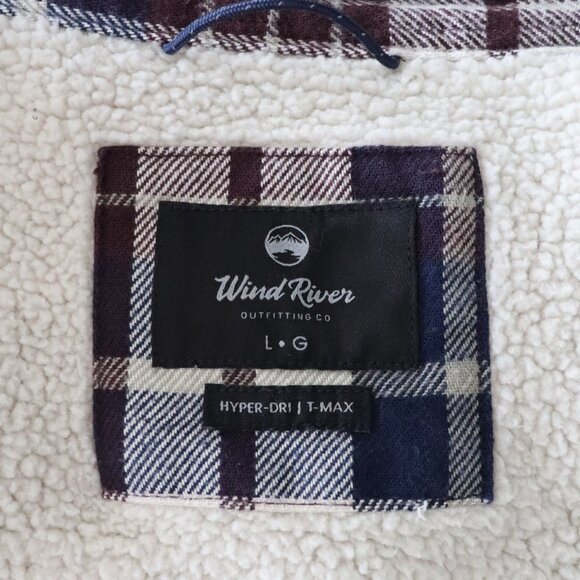 Wind River Men's Sz L HyperDri Sherpa Lined Collared Flannel Elbow Patch Jacket - Picture 14 of 16